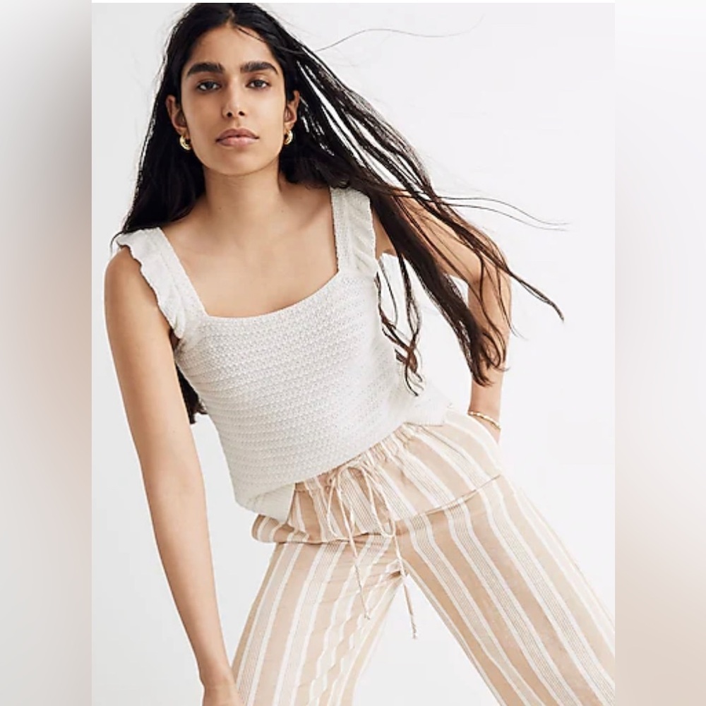 MADEWELL Crocheted Ruffle Strap Knit Tank
